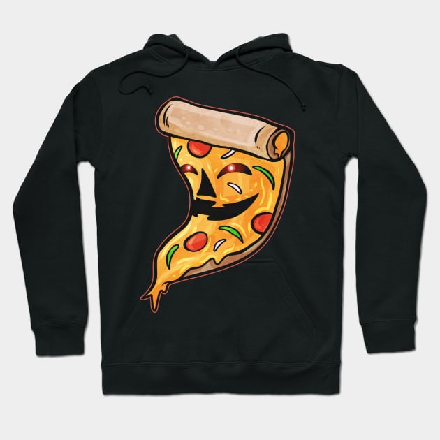 Evil Jack O Lantern Pizza Slice Halloween Hoodie by SinBle